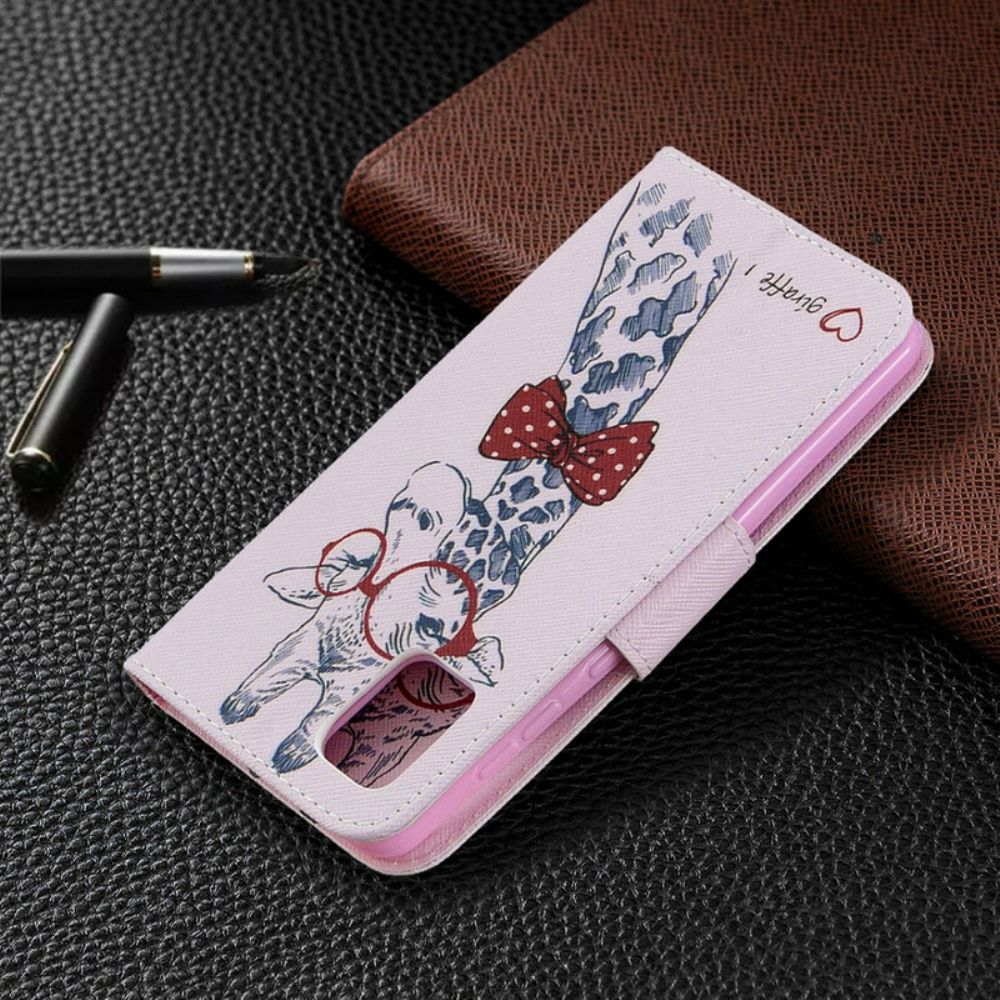 Leren Hoesje voor Samsung Galaxy A31 Nerdy Giraf
