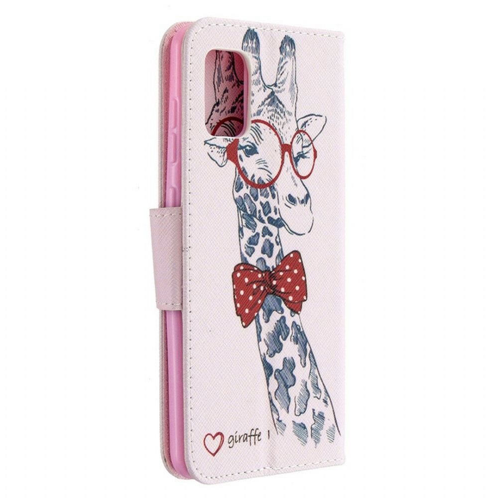Leren Hoesje voor Samsung Galaxy A31 Nerdy Giraf