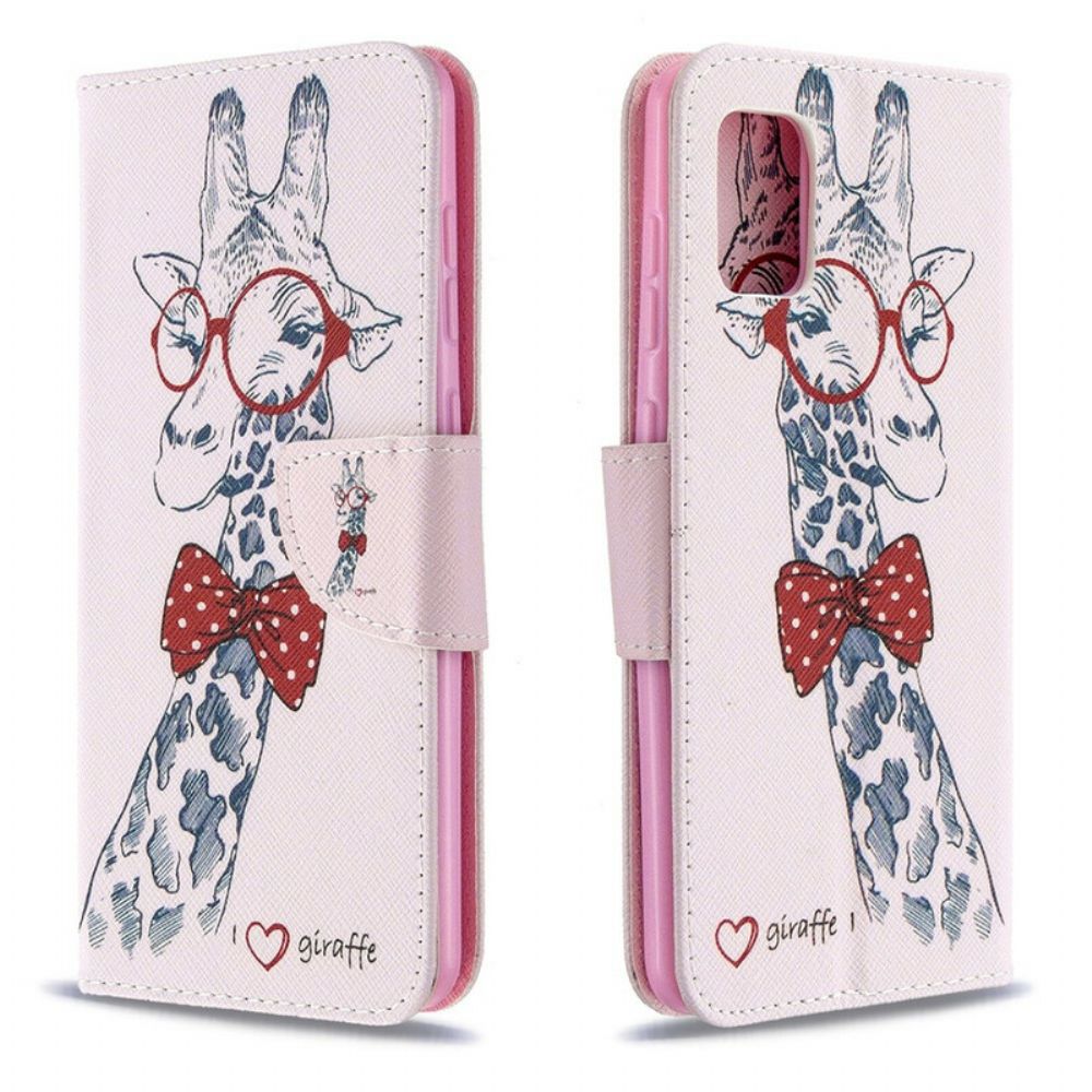 Leren Hoesje voor Samsung Galaxy A31 Nerdy Giraf