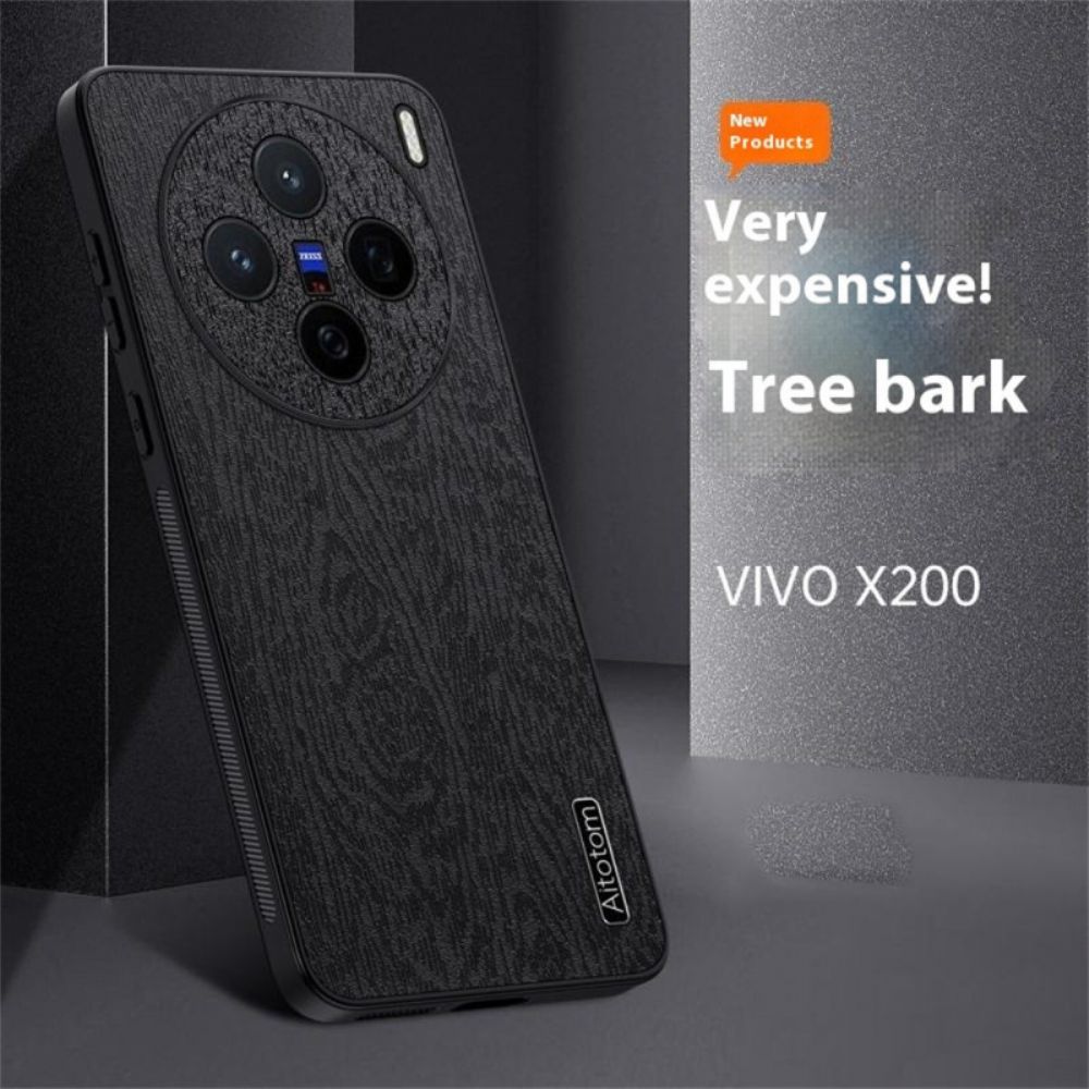 Case Hoesje Vivo X200 Telefoonhoesje Houtnerf-effect