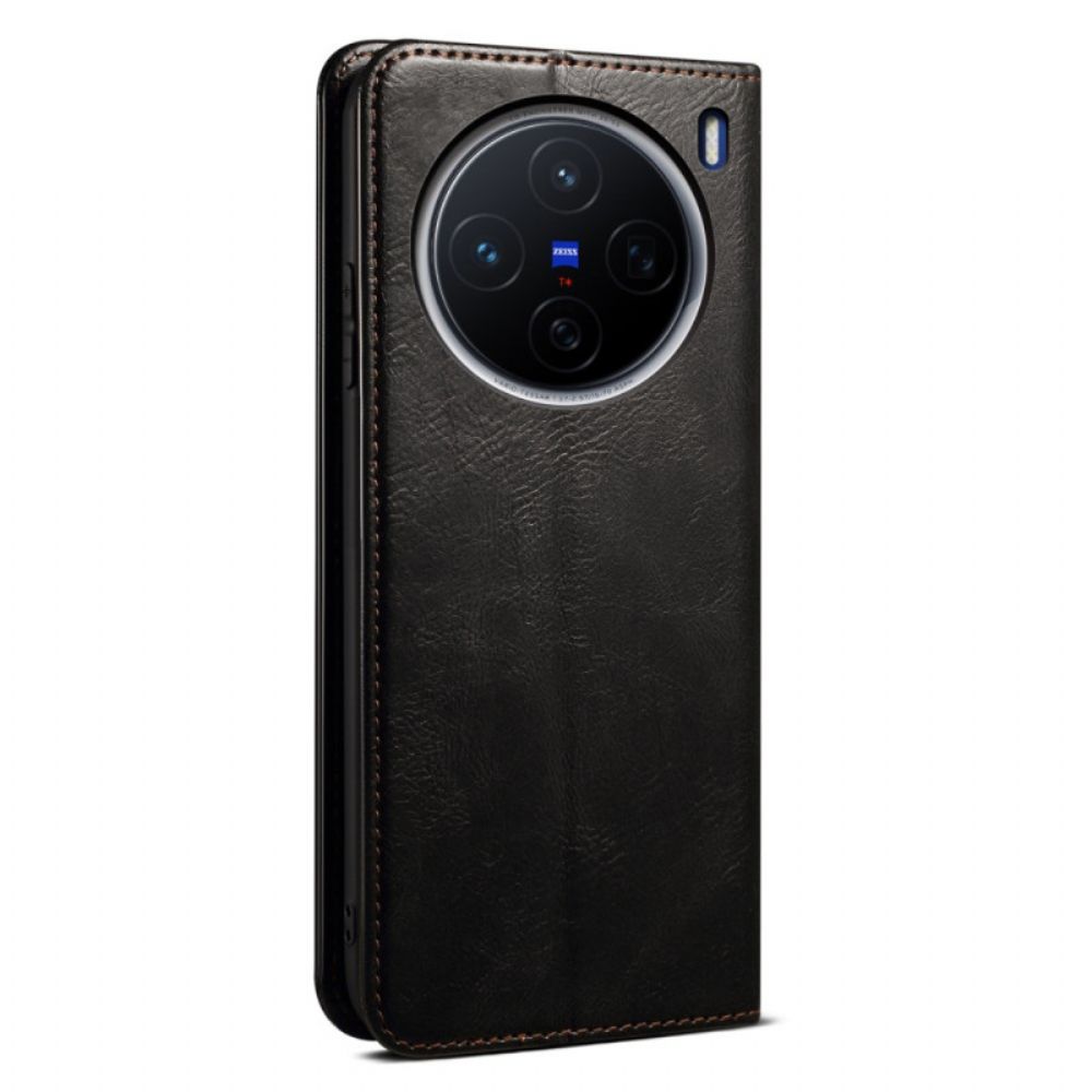 Folio-hoesje Vivo X200 Telefoonhoesje Gewaxt Kunstleer