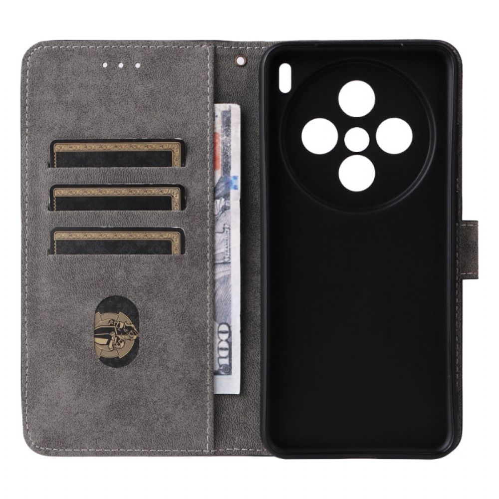 Folio-hoesje Vivo X200 Telefoonhoesje Suède-effect Met Bandje