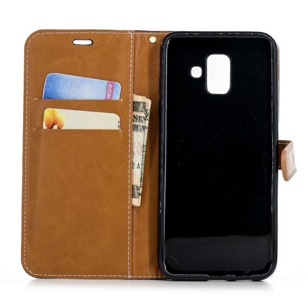 Leren Hoesje voor Samsung Galaxy A6 Stof En Leereffect