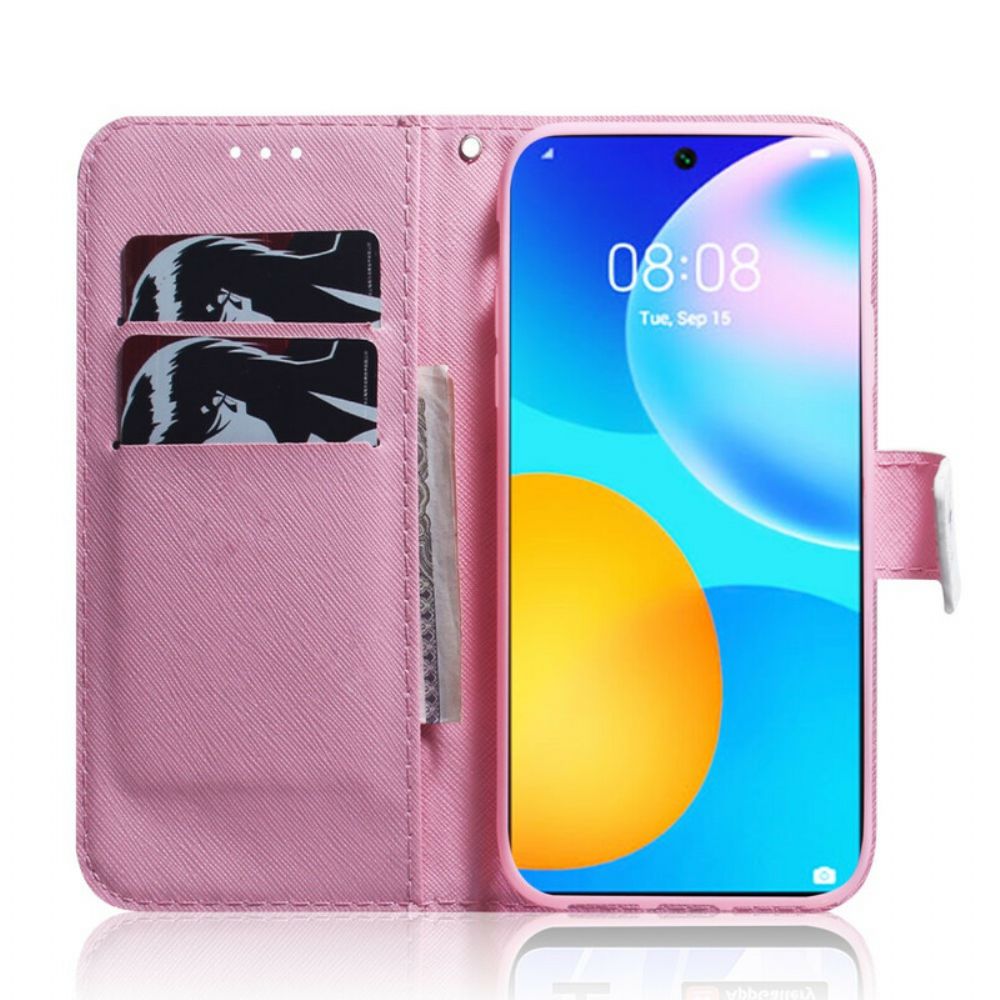 Folio-hoesje voor Huawei P Smart 2021 Een Roze Bloem