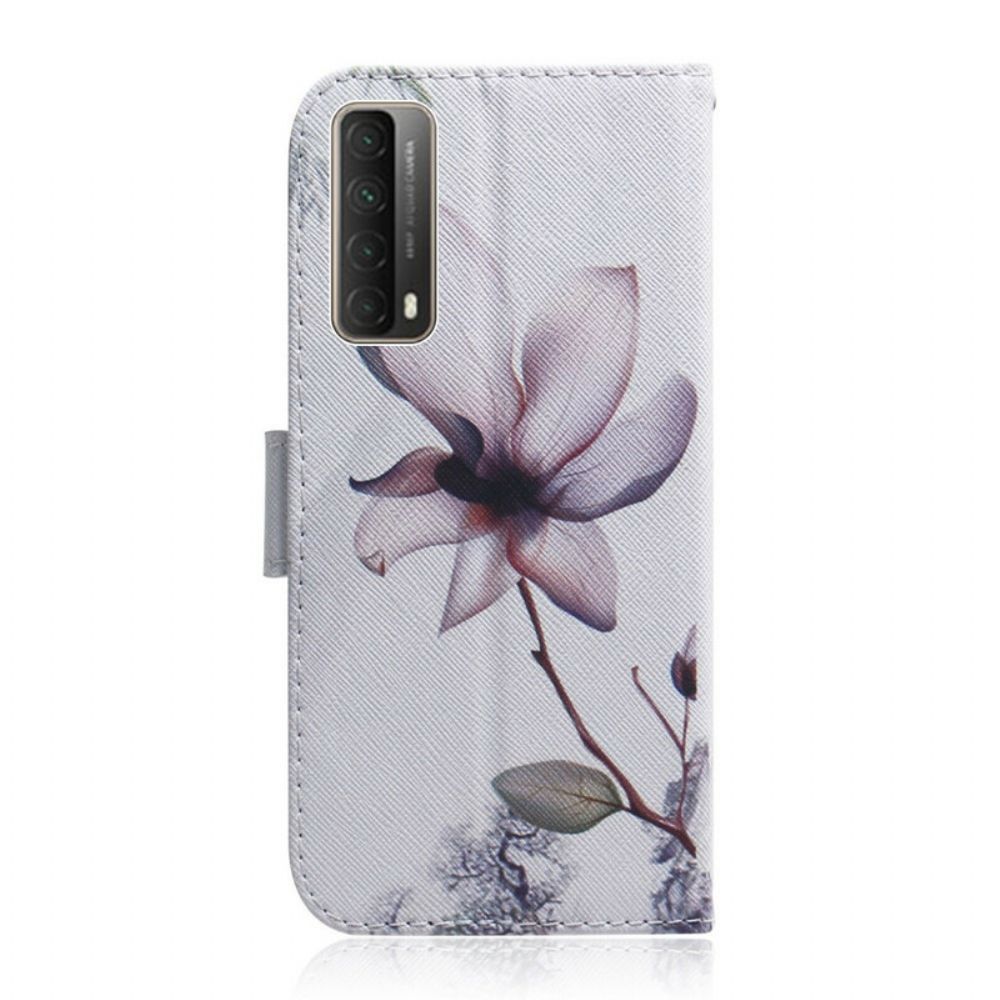 Folio-hoesje voor Huawei P Smart 2021 Een Roze Bloem
