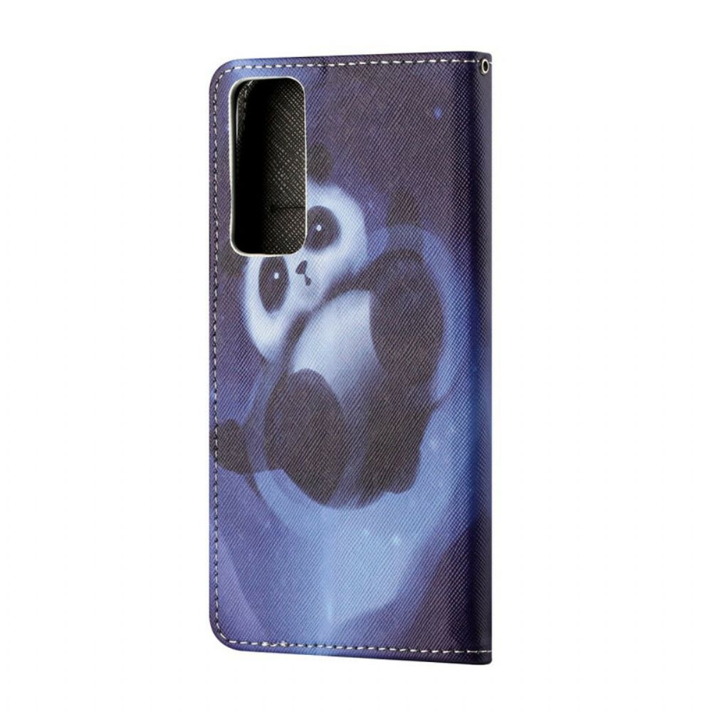 Folio-hoesje voor Huawei P Smart 2021 Met Ketting Thong Space Panda
