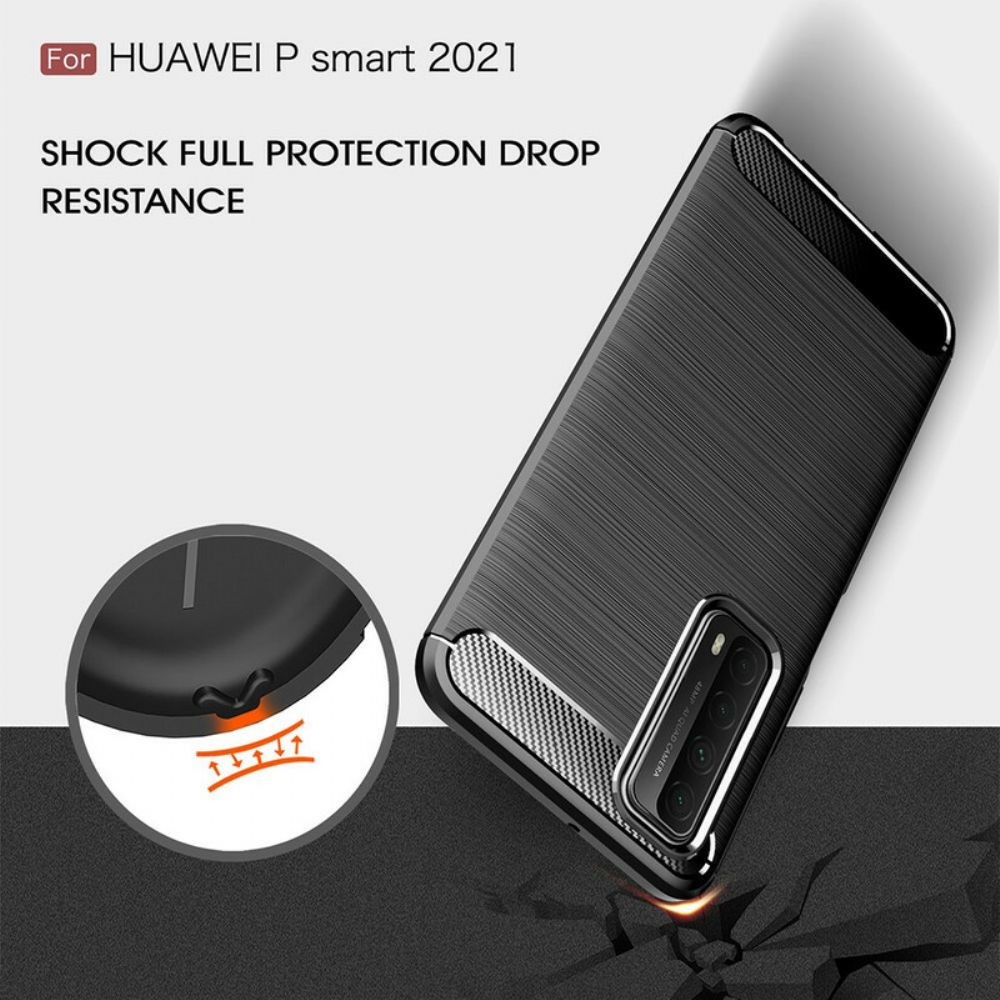 Hoesje voor Huawei P Smart 2021 Geborstelde Koolstofvezel