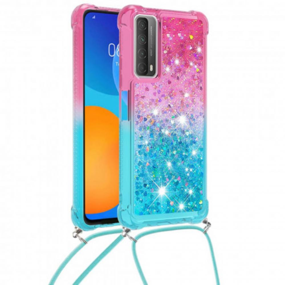 Hoesje voor Huawei P Smart 2021 Siliconen Glitter En Koord
