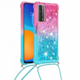 Hoesje voor Huawei P Smart 2021 Siliconen Glitter En Koord