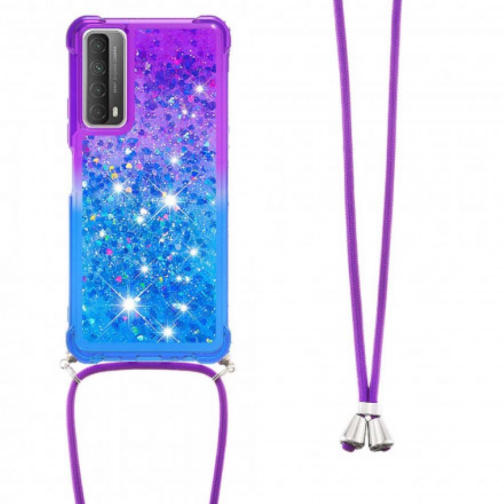 Hoesje voor Huawei P Smart 2021 Siliconen Glitter En Koord