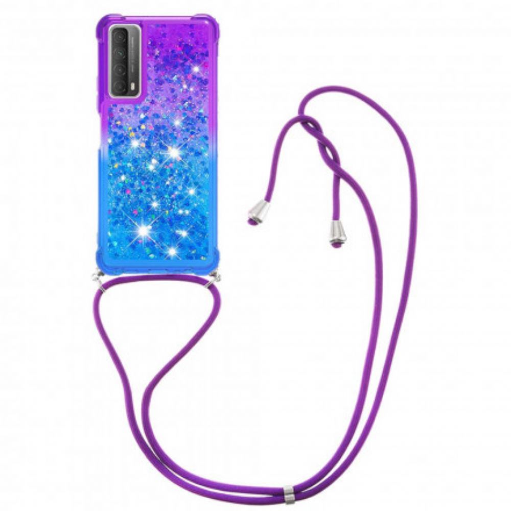 Hoesje voor Huawei P Smart 2021 Siliconen Glitter En Koord