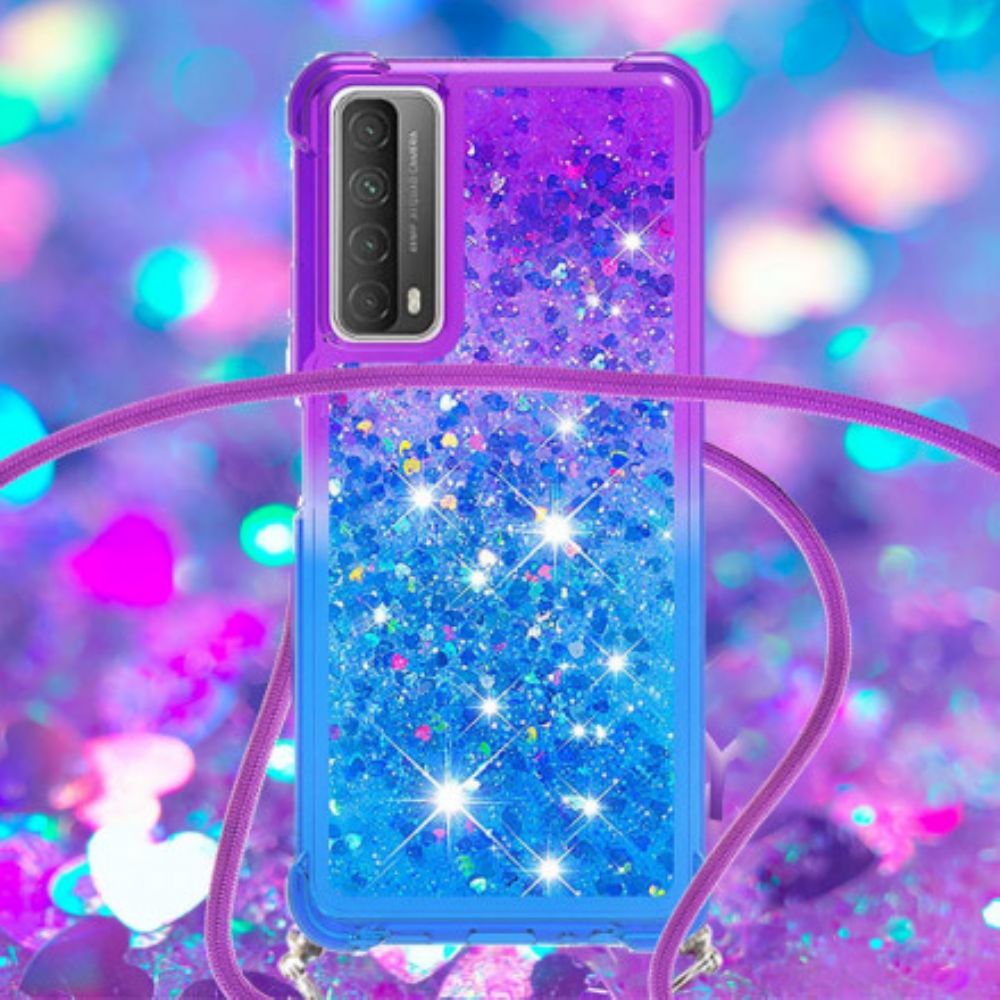 Hoesje voor Huawei P Smart 2021 Siliconen Glitter En Koord