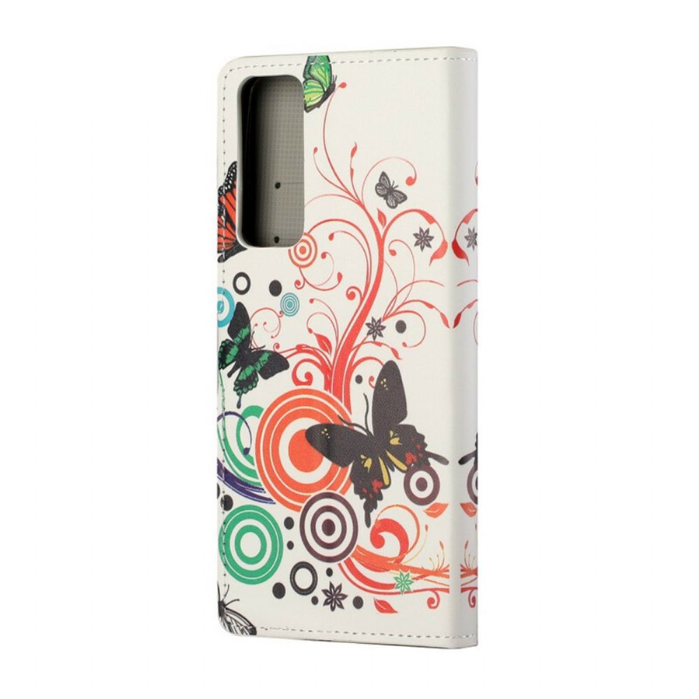 Leren Hoesje voor Huawei P Smart 2021 Vlinders En Bloemen