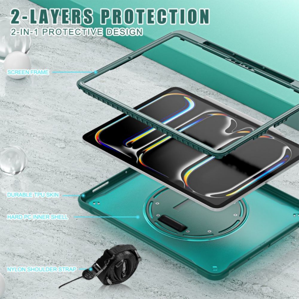 Cover Hoesje iPad Pro 13 (2025) Telefoonhoesje Handriem Standaard En Schouderriem