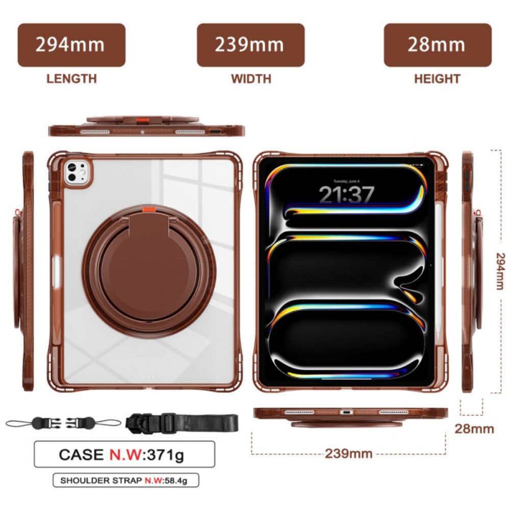 Cover Hoesje iPad Pro 13 (2025) Telefoonhoesje Verstelbare Standaard En Schouderband