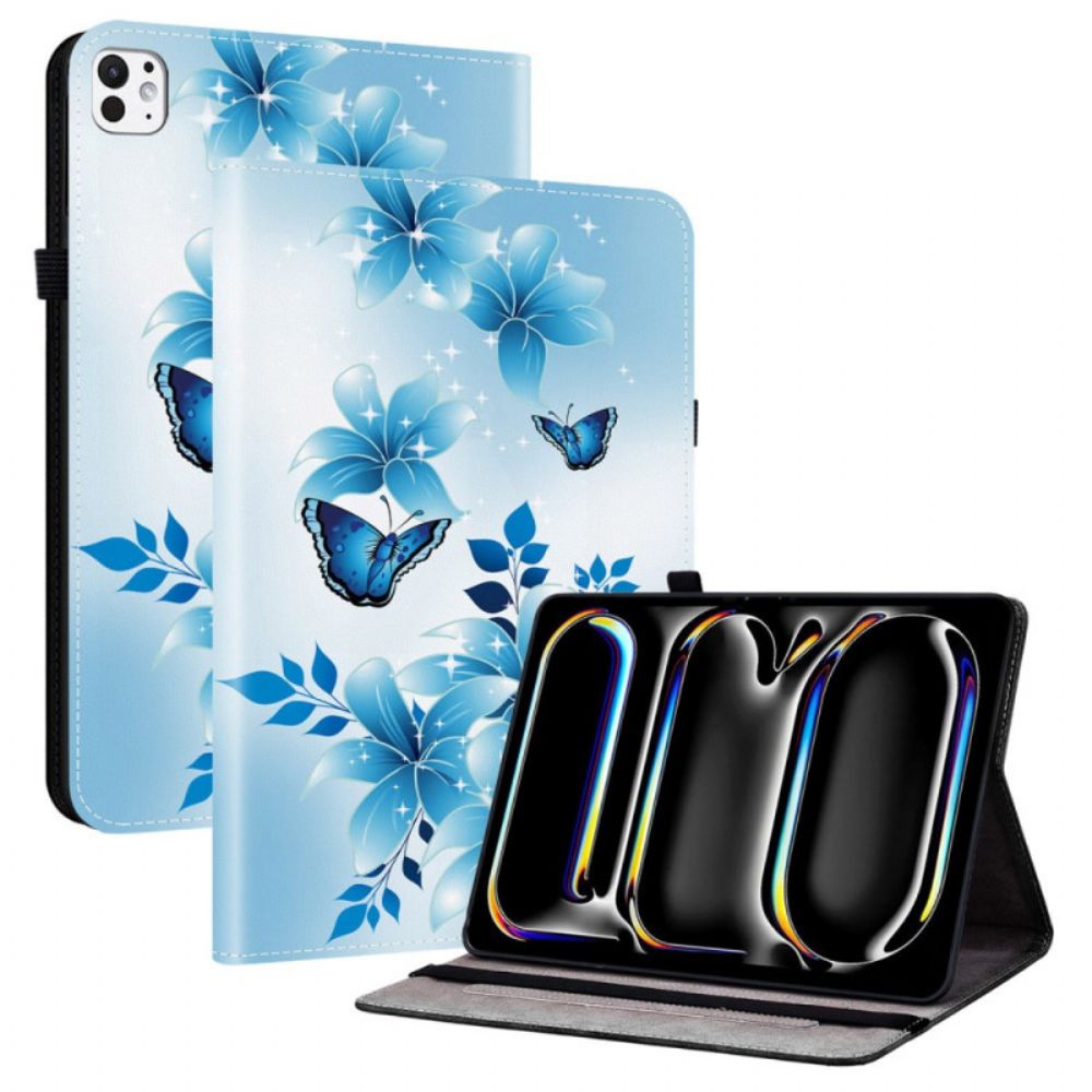 Cover iPad Pro 13 (2025) Blauwe Vlinders Bescherming Hoesje