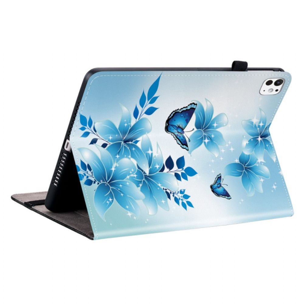 Cover iPad Pro 13 (2025) Blauwe Vlinders Bescherming Hoesje