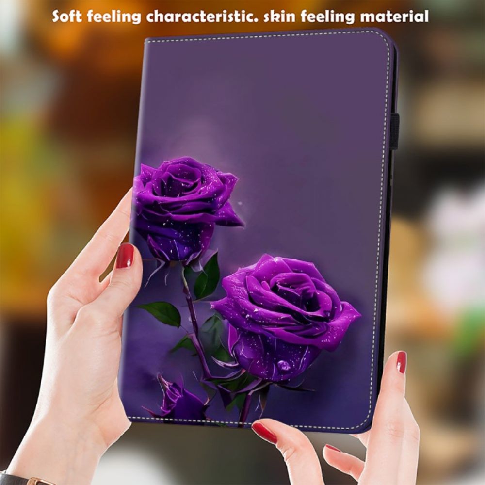 Cover iPad Pro 13 (2025) Paarse Rozen Bescherming Hoesje