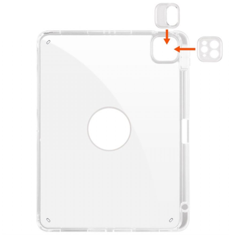 Cover Voor iPad Pro 13 (2025) Draaibare Standaard En Afneembare Transparante Achterkant