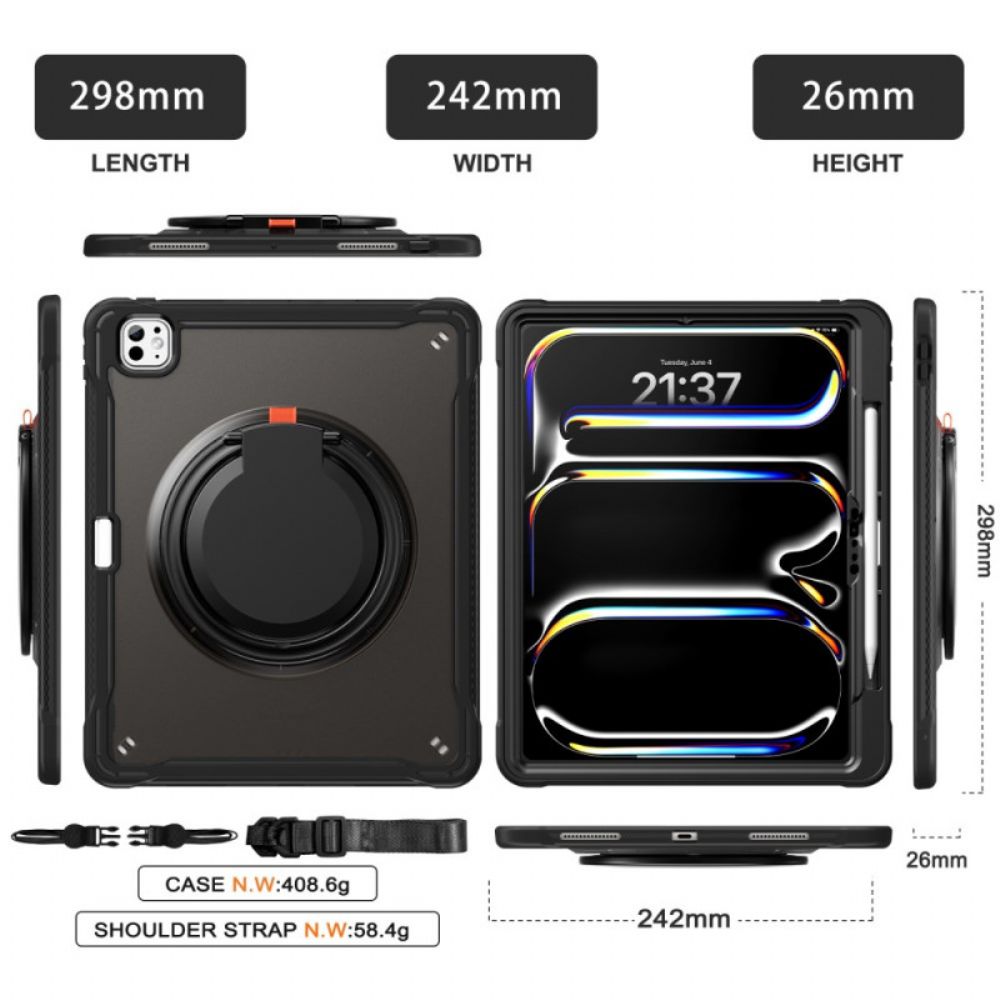 Hoesje Voor iPad Pro 13 (2025) Draaibare Standaard En Schouderriem