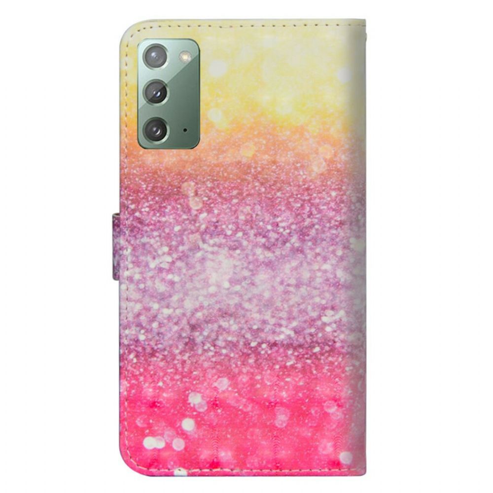 Folio-hoesje voor Samsung Galaxy Note 20 Magenta Glitterverloop
