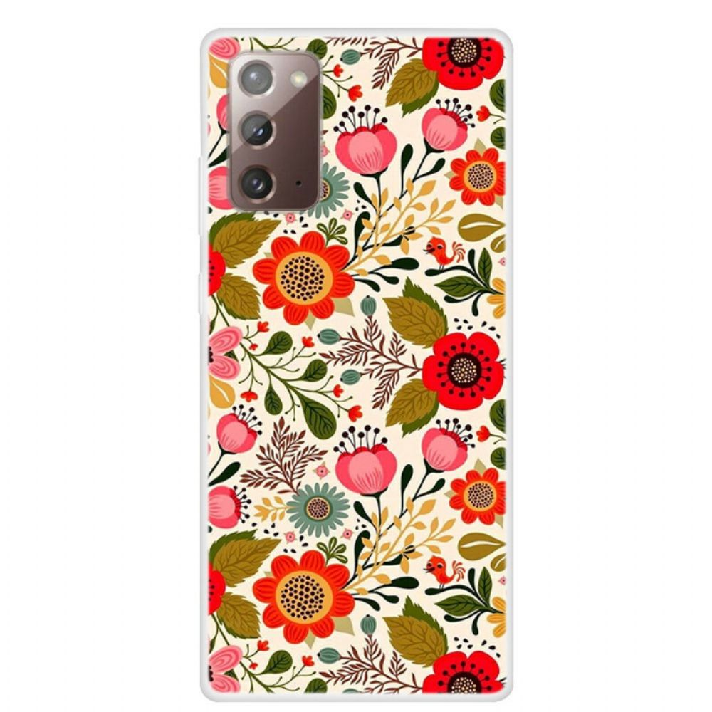 Hoesje voor Samsung Galaxy Note 20 Bloemen Wandtapijt