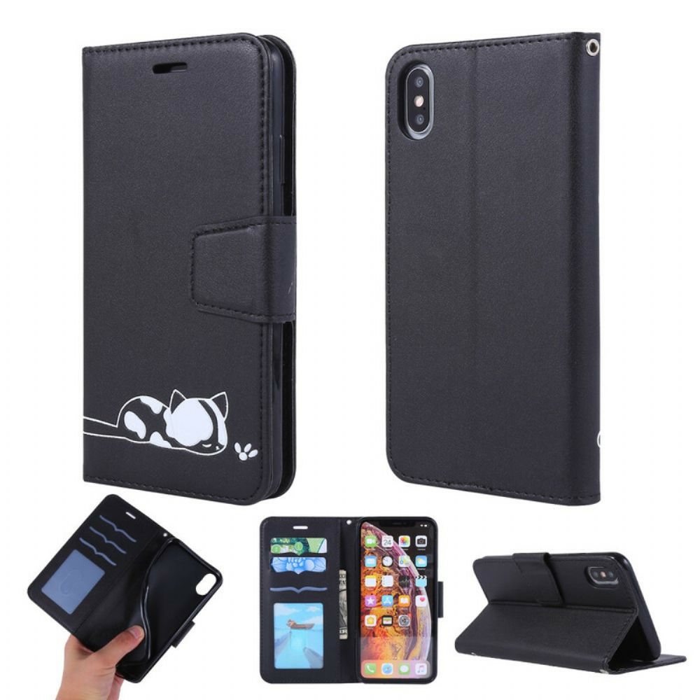 Flip Case voor iPhone X / XS Slapende Kat
