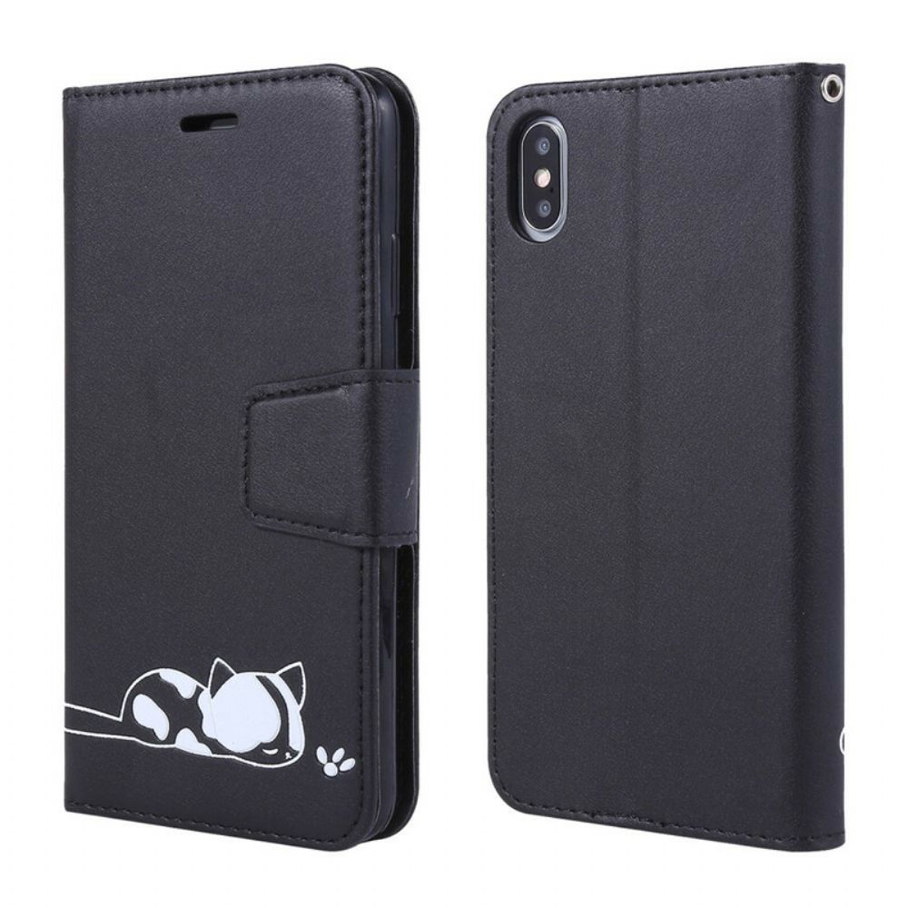 Flip Case voor iPhone X / XS Slapende Kat