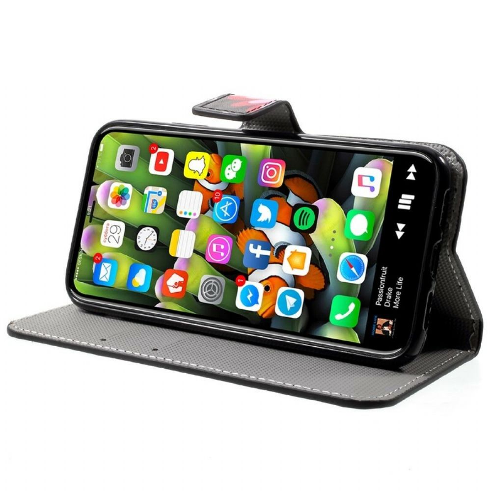 Flip Case voor iPhone X / XS Vlinders En Bloemen