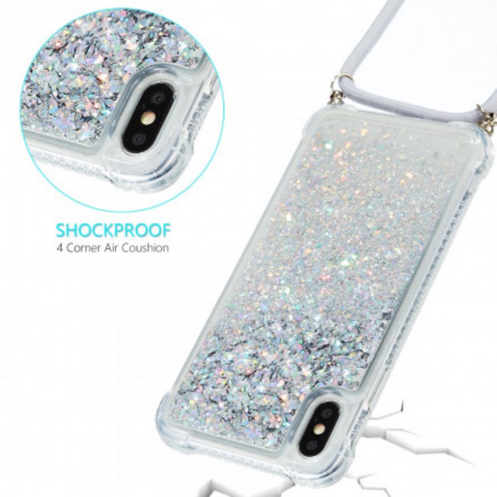 Hoesje voor iPhone X / XS Pailletten En Koord