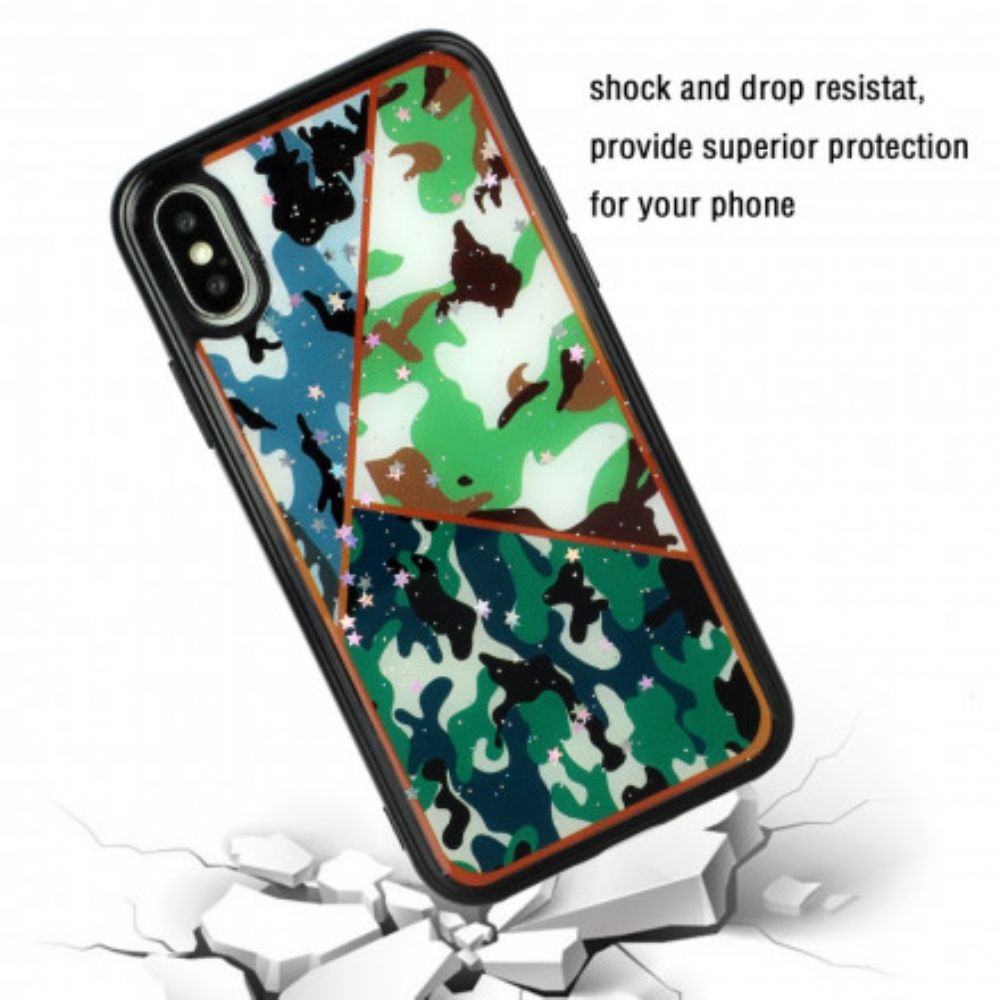 Hoesje voor iPhone X / XS Silicone En Epoxy Marmer Ontwerp