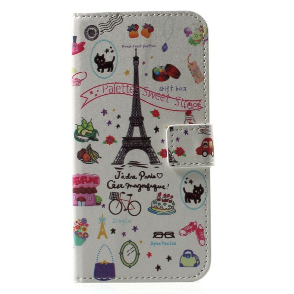 Leren Hoesje voor iPhone X / XS Ik Hou Van Parijs