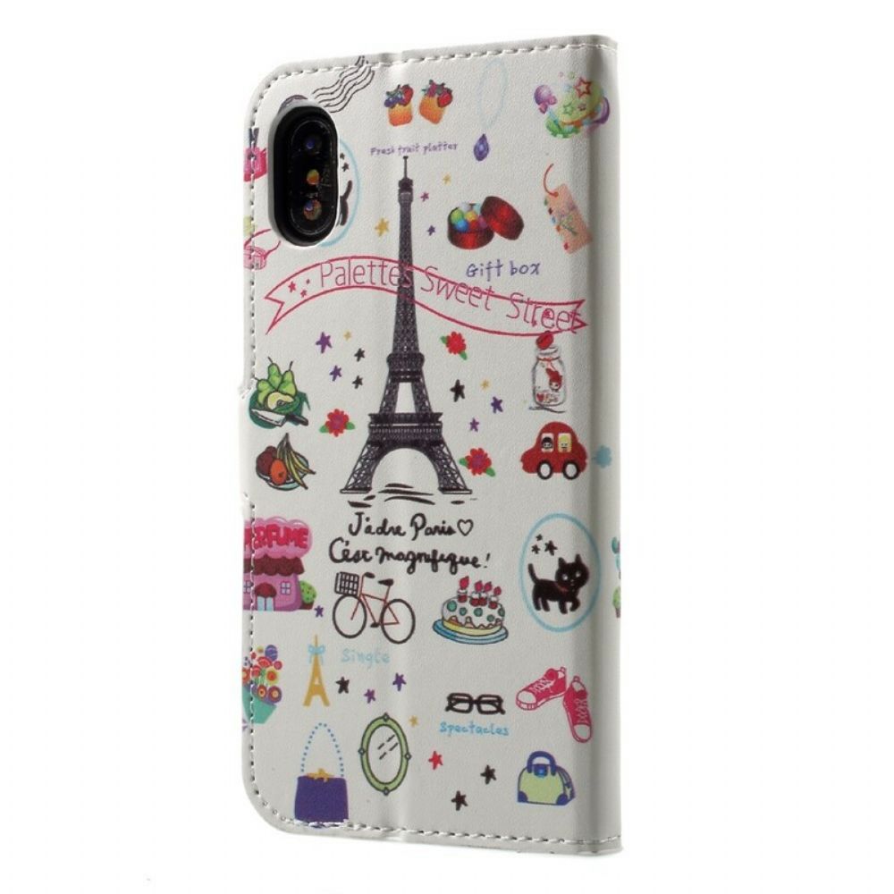 Leren Hoesje voor iPhone X / XS Ik Hou Van Parijs
