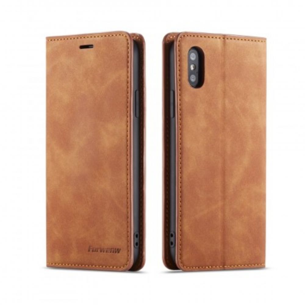 Leren Hoesje voor iPhone X / XS Lederen Effect Forwenw