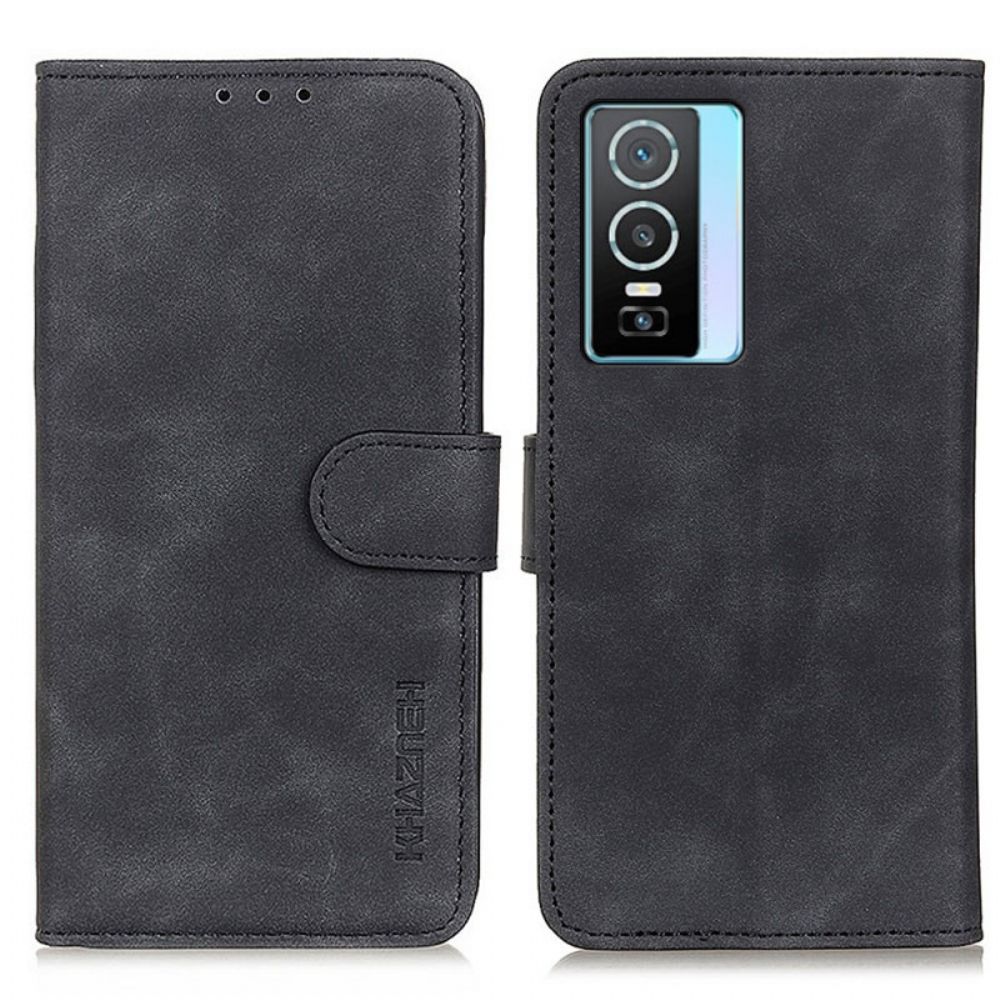 Folio-hoesje voor Vivo Y76 5G Vintage Leereffect Khazneh
