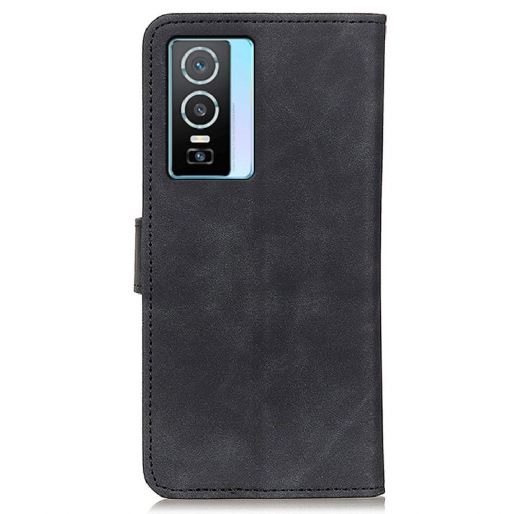 Folio-hoesje voor Vivo Y76 5G Vintage Leereffect Khazneh