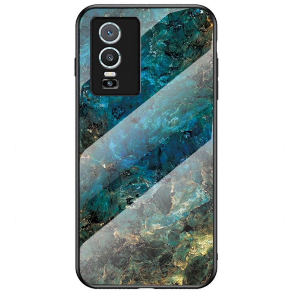 Hoesje voor Vivo Y76 5G Marmer Kleuren Gehard Glas