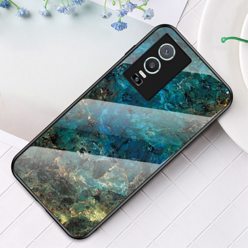 Hoesje voor Vivo Y76 5G Marmer Kleuren Gehard Glas
