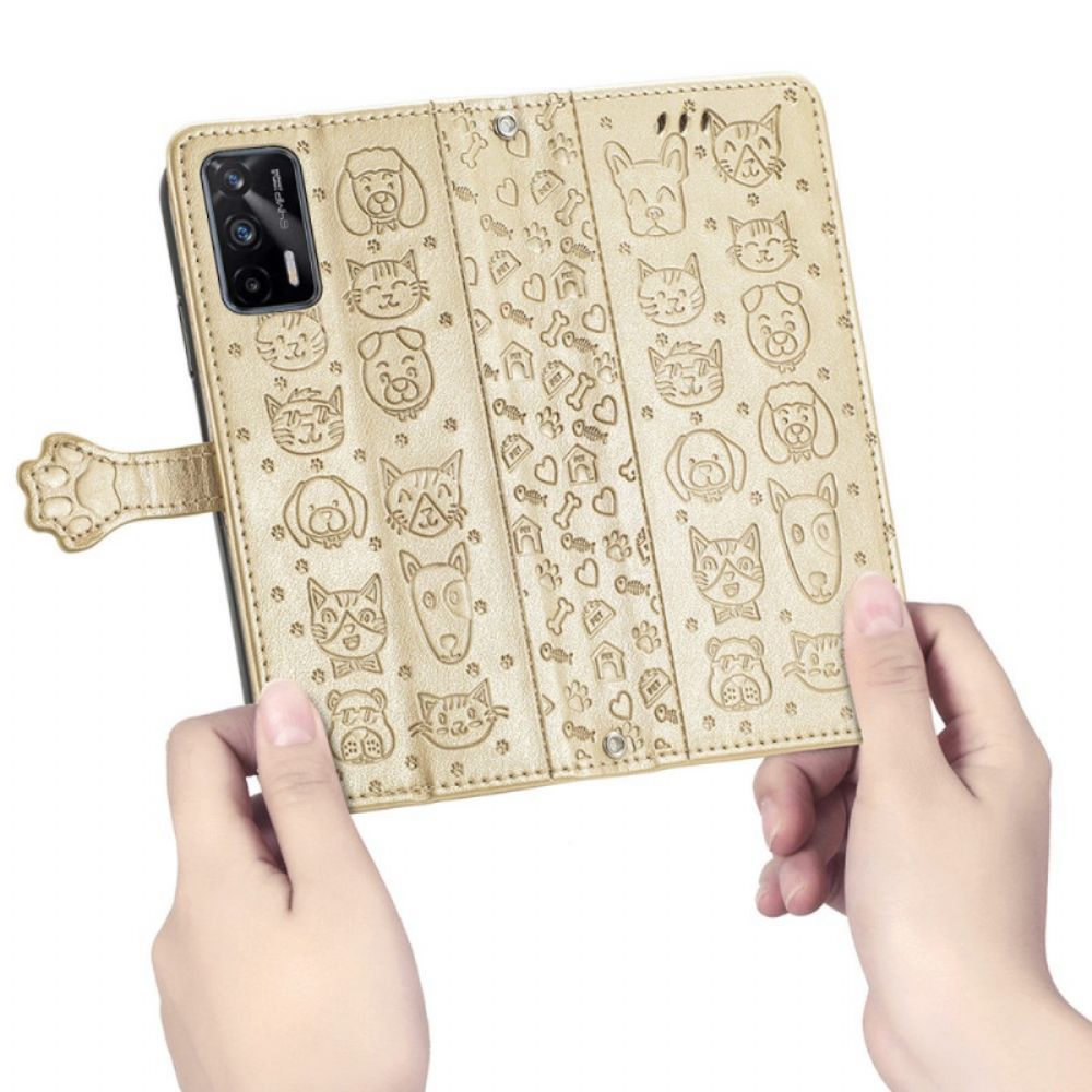 Leren Hoesje voor Realme GT 5G Geanimeerde Dieren