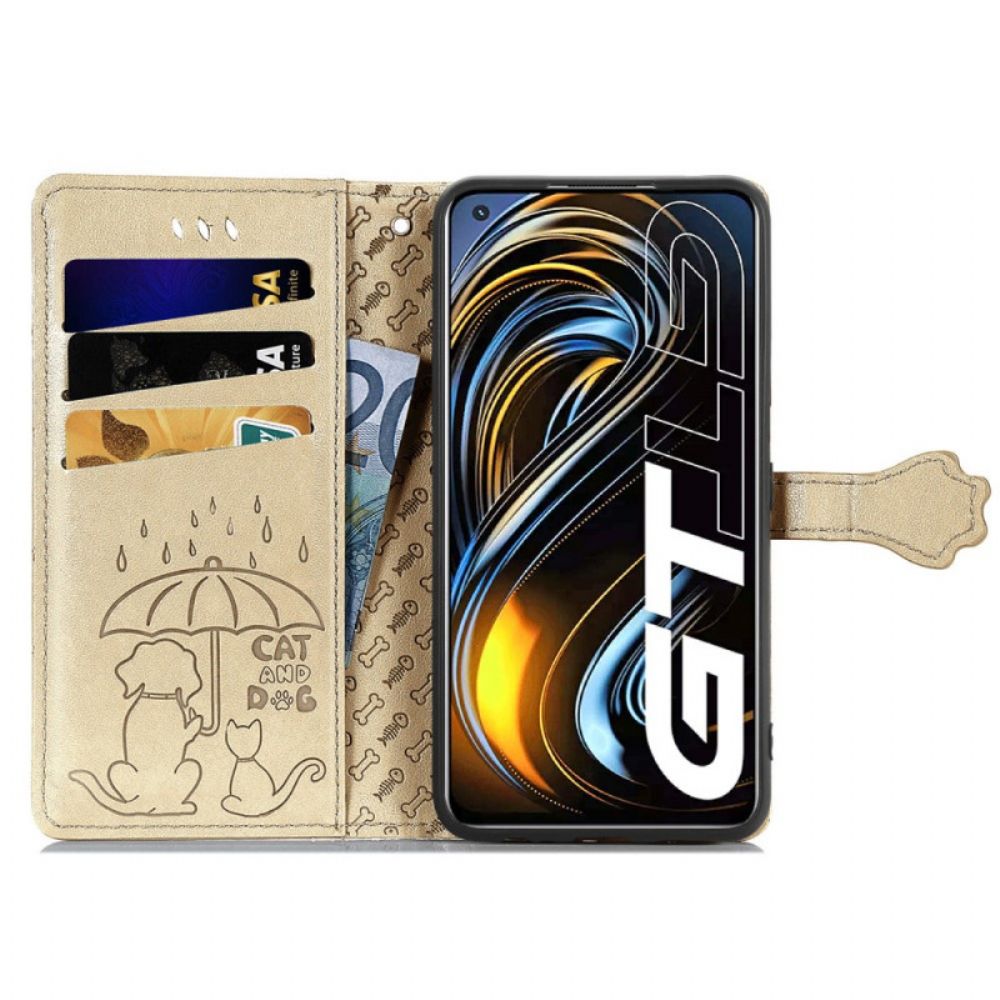 Leren Hoesje voor Realme GT 5G Geanimeerde Dieren