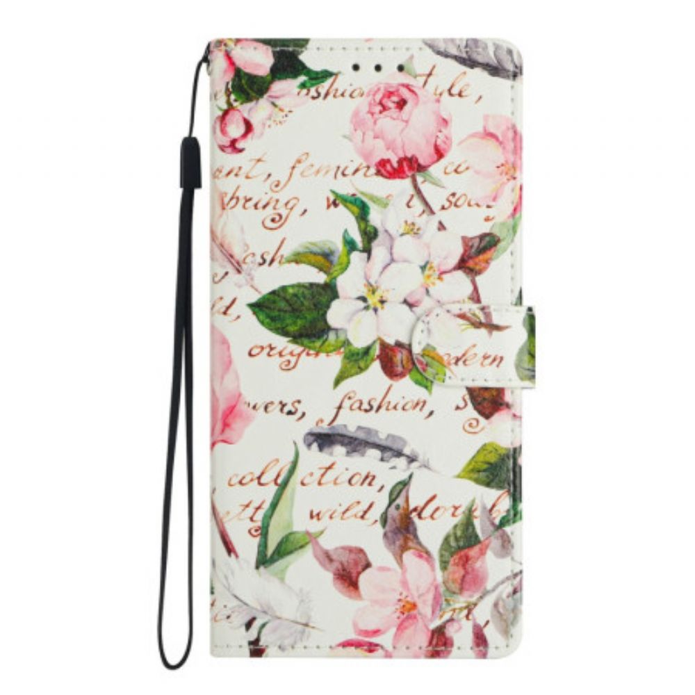 Flip Case Leren Oppo Reno 14 Pro 5g Bloemenpoëzie