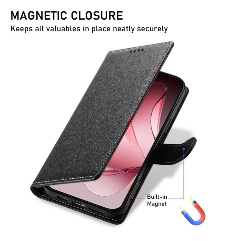 Flip Case Leren Oppo Reno 14 Pro 5g Effen Leer-effect