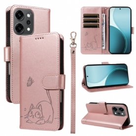 Flip Case Leren Oppo Reno 14 Pro 5g Grafisch Kattenbandje