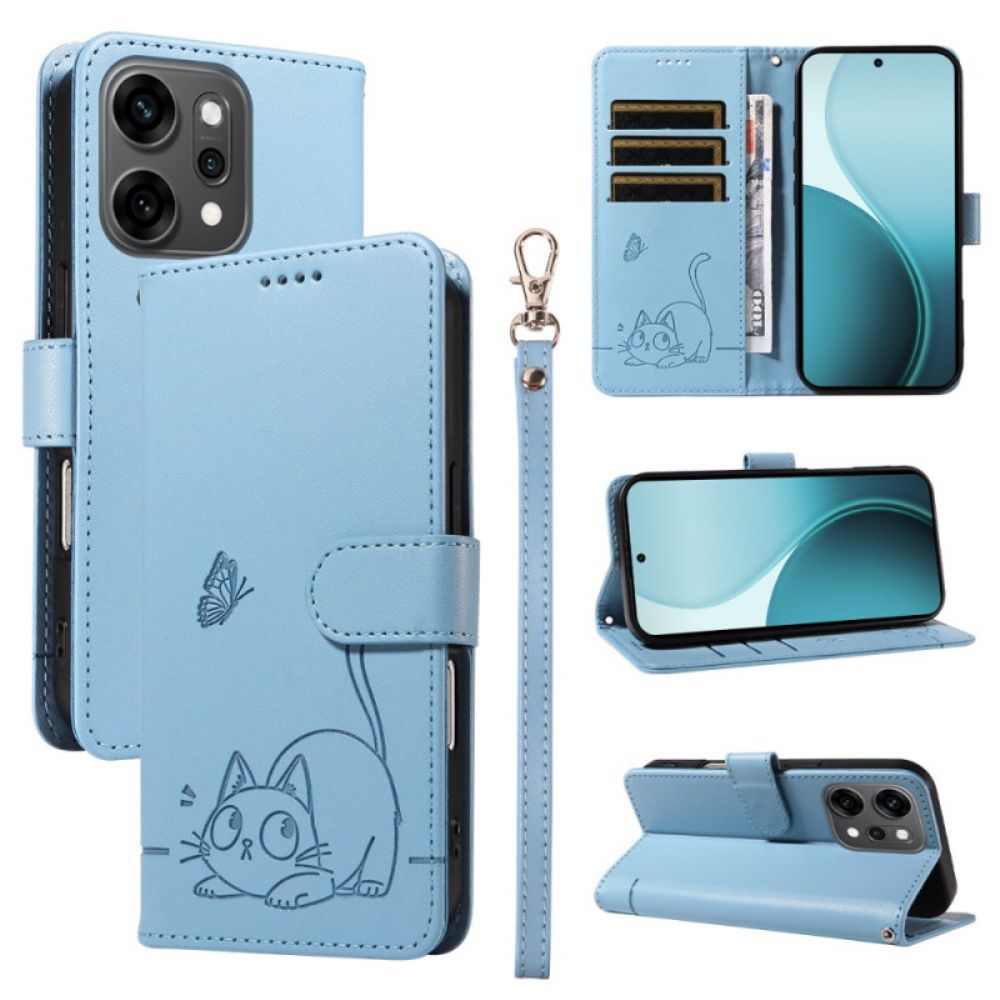 Flip Case Leren Oppo Reno 14 Pro 5g Grafisch Kattenbandje