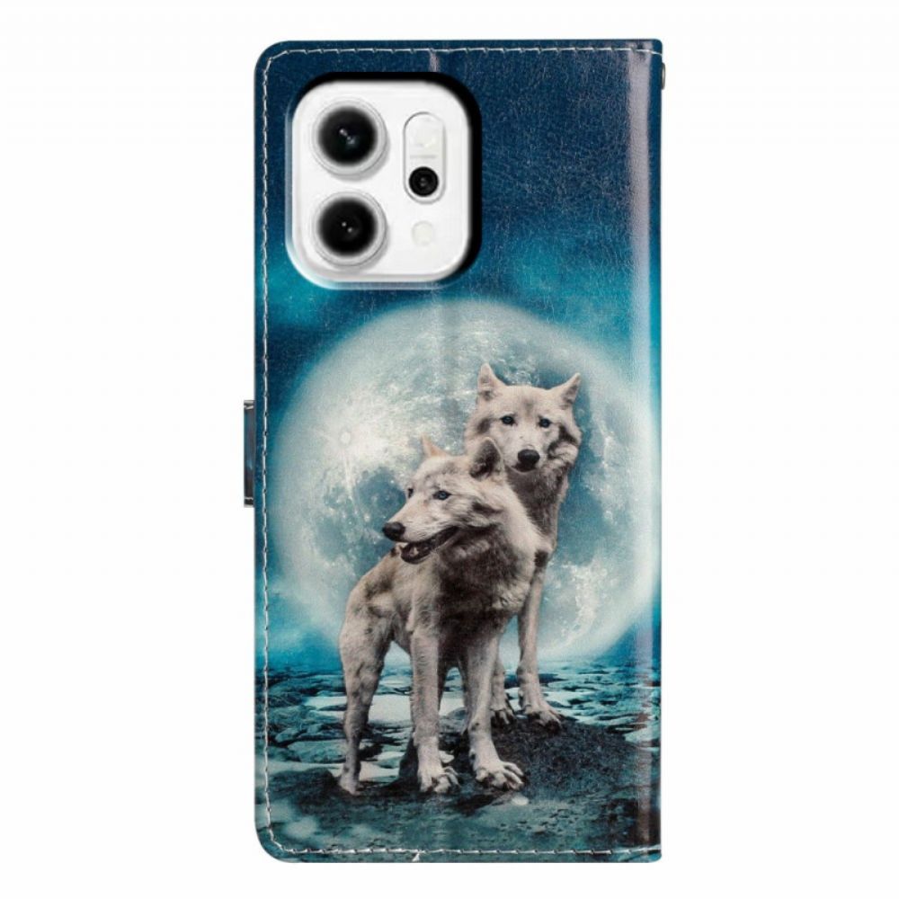 Flip Case Leren Oppo Reno 14 Pro 5g Twee Wolven