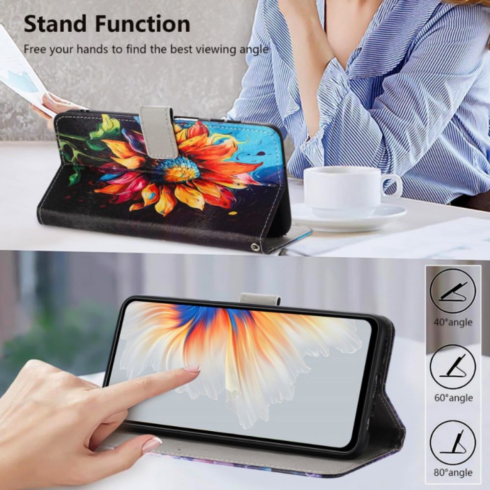 Flip Case Leren Oppo Reno 14 Pro 5g Zonnebloem