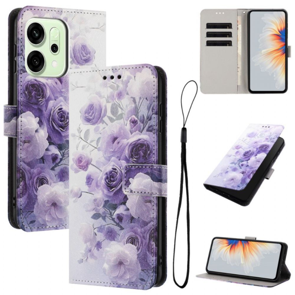 Folio-hoesje Oppo Reno 14 Pro 5g Paarse Rozen