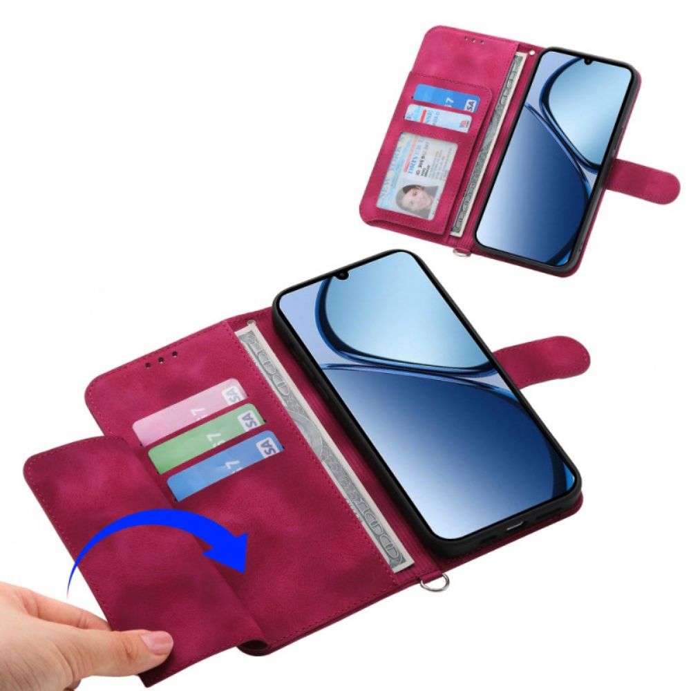 Folio-hoesje Oppo Reno 14 Pro 5g Telefoonhoesje Suède-effect Met Kant En Bandje En Schouderband