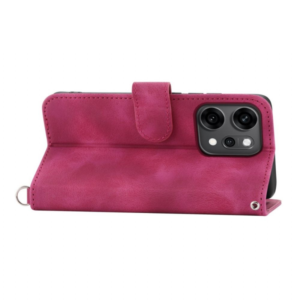 Folio-hoesje Oppo Reno 14 Pro 5g Telefoonhoesje Suède-effect Met Kant En Bandje En Schouderband