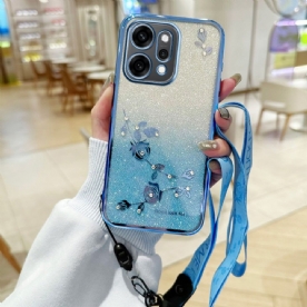 Hoesje Oppo Reno 14 Pro 5g Bloemen Met Strass-steentjes